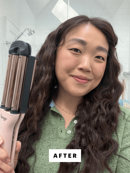 A selfie of Allure contributing commerce writer Christa Joanna Lee after using the Lange VersaWaver